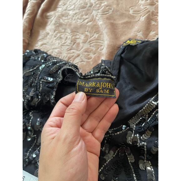 Vintage 80s‎ full beaded and sequin silk mini dress size medium - Picture 4 of 6